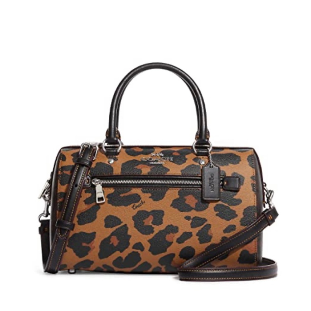 NWT Coach Rowan Satchel Leopard Signature Print